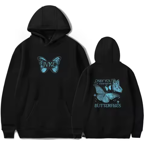 JVKE Butterflies Hoodie New Merch Unisex Retro Print 2026 fashion long sleeved hooded sweatshirt spo
