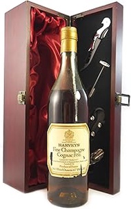 Harveys Fine Champagne Cognac 1956 (70cl) in a silk lined wooden box with four wine accessories, 1 x