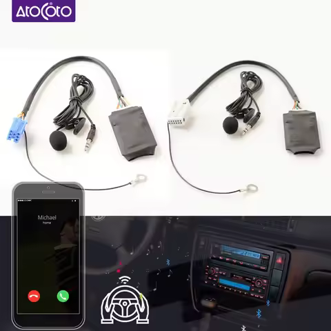 Car Bluetooth Kit AUX 12 pin Handsfree Adapter Interface for Audi Skoda VW Seat 8 pin CD Radio MP3 A