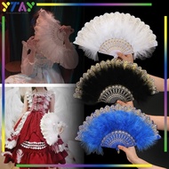 Fairy/ Dance Feather Fan Dancing Girl|Gothic Style Feather/ Kipa Folding Feather Fan/ Party Fan Souv