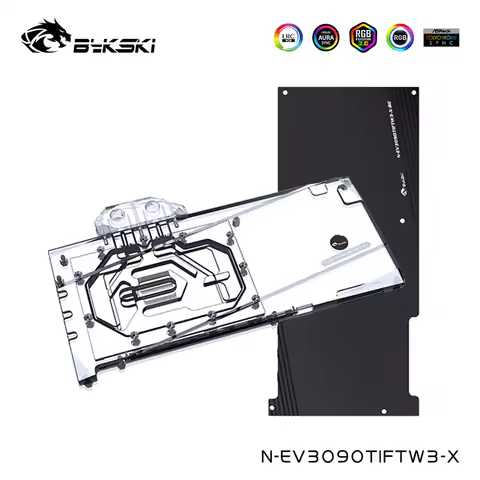 Bykski Water Cooler Fit EVGA Geforce RTX 3090Ti FTW3 Ultra Graphics Card Block,With Back Plate, N-EV