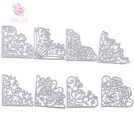 BALSA 8Pcs Corner Die Cuts, Corner Flowers Flowers Die Cuts, Embossing Template Butterfly Metal Silv