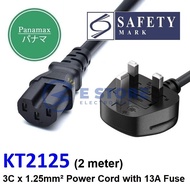 Panamax 1.5 / 2 Meter UK 3 Pin Plug with Fuse to C15 Kettle Cord - SM836M / KT2125