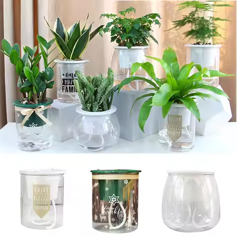 Indoor Self Watering Planter Pots Absorbent Cotton Rope Planter Indoor Plants Pots Office African Vi