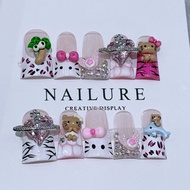 Duckbill Nail Art Duckbill Hello Kitty Fake Nails French Spice Girls Y2K Cute Handmade Wearable Nail