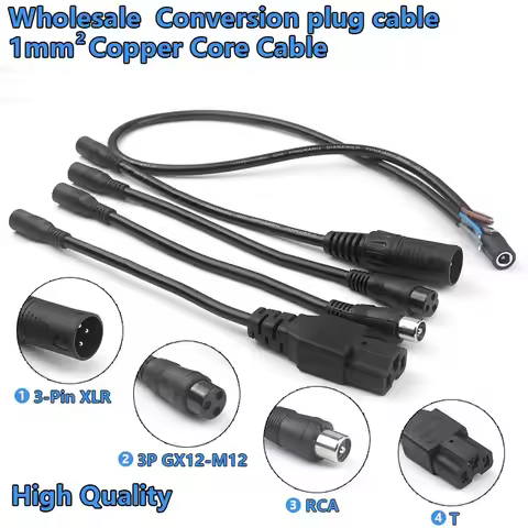 DC5.5*2.1mm female to 3-Pin XLR/RCA/3P GX12-M12 converter cable for 12.6V 14.6V 48V 54.6v Li-ion Cha