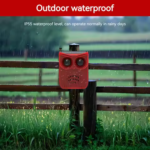Solar Outdoor Motion Sensor Alarm Dog Barking&Gunshot Sound Animal Repeller Deter Raccoons Deer Skun