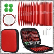 (GJFZ) Circular Knitting Needles Sets Aluminum 26PCS Interchangeable Crochet Needles with Chrysanthe