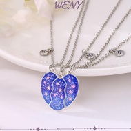 WENY 3Pcs Matching Heart Pendant Necklace, Friendship Jewelry Friendship BFF Necklaces, Cute Alloy P