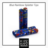 KIPZKAPZ TPM14 Blue Rainbow Splatter - Metal Tips Aglets/ Tipping/ Shoelace End/