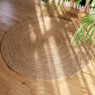 Round Rattan Carpet Cat Scratching Pad Wood Color Bedroom Bedside Carpet Floor Mat Bed Rice Bay Wind