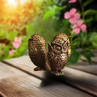 1Pcs Bookshelf Decoration Vintage Brass Owl Statue Ear Covering Animal Sculpture Desktop Home Office