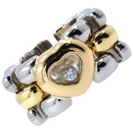 Chopard Happy Diamonds ring, size 11, heart design, 82/8401-20, 18K yellow gold x stainless steel, a