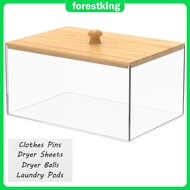 Dryer Sheet Holder with Bamboo Lid and Labels Clear Acrylic Dryer Sheet Container Dustproof Dryer Sh