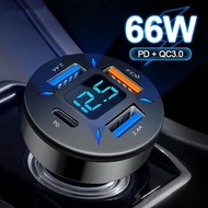 66W 4 Ports Usb Car Charger Adapter Fast Pd Quick Charge 3.0 Charger