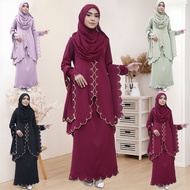 Sulam Baju Kurung Moden Hitam Baju Raya Kebaya Ironless Purple Muslimah Kurung Nikah Tunang Perempua