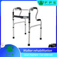 【Local shipment】Black Adult Walker Multi-functional foldable stainless steel Walking Aid aids Crutch