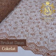 Kain Brokat Brukat Bordir Mewah Meteran Warna Coklat Bahan Kebaya Lamaran Kondangan Bridesmaid per 5