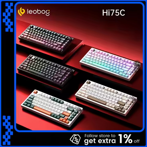 LEOBOG Hi75C Mechanical Keyboard 3Mode/Wired kit Hot Swap With Knob RGB Aluminium Alloy Gasket Hi75C