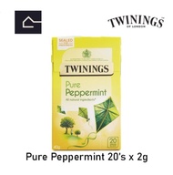 ทไวนิงส์ เครื่องดื่ม เพียว เปปเปอร์มินท์ ชนิดซอง 2 กรัม แพ็ค 20 ซอง Twinings Pure Peppermint 2 g. Pack 20 Tea Bags ชา