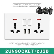 LEJIA Ultra Rimless Wall Switch 13amp Modern Lighting Switch Universal 3 Pin Plug Socket with USB Wh