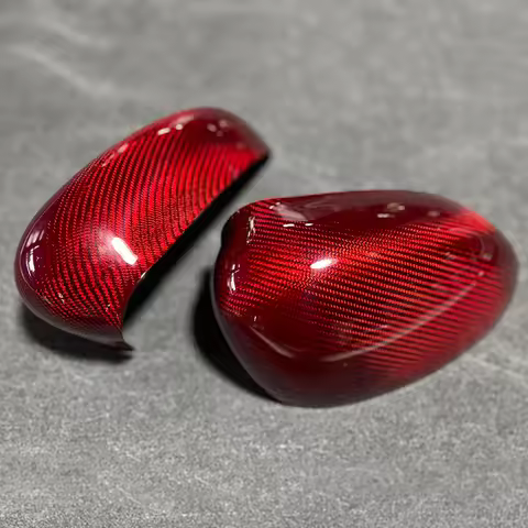 Brand New Material Red Dry Carbon Fiber 3K Twill And Forged Carbon Side Mirror Cap For Abarth Fiat 5