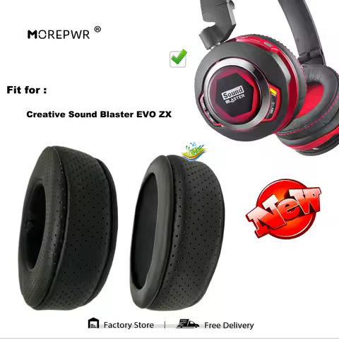 Morepwr New Upgrade Replacement Ear Pads for Creative Sound Blaster EVO ZX Headset Parts Leather Cus