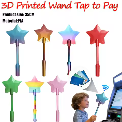 3D Printed Star Wand Tap To Pay 35cm/14in Star Magic Credit Card Wand Lightweight for Kids Adults Fr