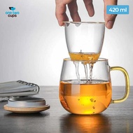 One Two Cups Gelas Cangkir infuser Teh Tea Cup Mug with Infuser Filter  - Transparent
