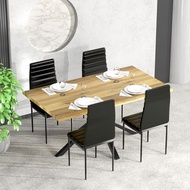 Modern Design Home Living Room Solid Wood Edge Dining Table Dining Table Set 4 chairs