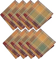 Elrene Home Fashions Autumn Acres Harvest Plaid Cotton Napkins, Set of 8, 17"x17", Multi