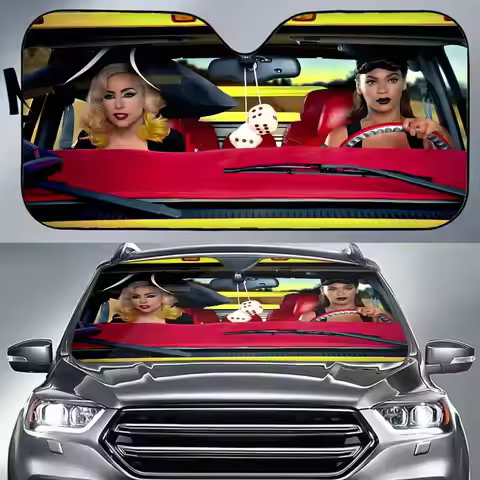 B-Beyonce and LAdy-GagaS Car SunShade Summer Windscreen Foldable UV Protection Heat Blocking windshi