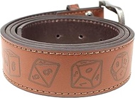 Roll Playing Dice Leather Belt Strap and Metal Buckle 1.5" Wide with Snaps - D10 DND RPG MTG Table B