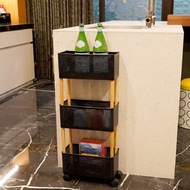 三層木質收納推車 14公分加高籃網 可裝瓶瓶罐罐 隙縫架