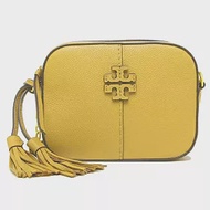 TORY BURCH 素面皮革斜背包-黃色