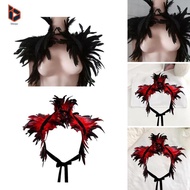 [Blesiya] Women Men Feather Shrug Shawl Novelty Feather Shawl Wing Fashion Cape Party