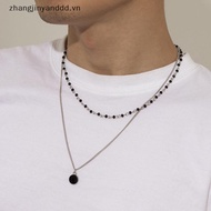 # yanddd # Simple Double-Layered Pearl Necklace Man ck Rhinestone Pendant For Men's Chain Jewelry Ac
