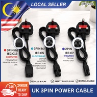 UK 3 Pin Power Cable IEC C7 Figure 8 IEC C5 Cloverleaf IEC C13 Power Cord / Kabel Kuasa UK 3 Pin