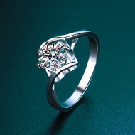 0.5-1CT Real Moissanite Ring with GRA Certificate 925 Silver Promise Ring with Gift Box Wedding Enga