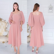 [LUXURY707] FN8125 : เดรสคอเหลี่ยม แขนบอลลูน