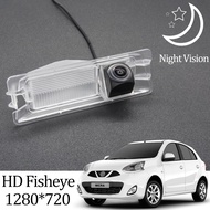 Owtosin HD กล้องมองหลัง Fisheye 1280X720สำหรับ Nissan March Micra K13 2010 2011 2012 2013 2014 2015 2016 2017จอภาพรถยนต์