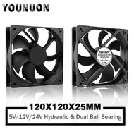 120mm 12cm 12025 Fan 5V 12V 24V 120mm*120mm*25mm Fan DC Brushless Cooling Fan 120x120x25mm USB 2PIN 