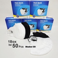 Masker Duckbill Facemask 1 Box 50 pcs Warna warni Masker Hitam dan Putih / Masker Facemask Earloop