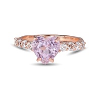 แหวนพลอยคุนไซต์หัวใจบ่าเพทาย Kunzite Heart Ring