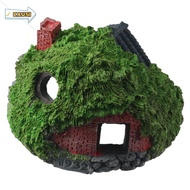 CAUSI Hobbit House, Simulation Resin Aquarium Decoration, Aquatic Thatched House Betta Hideout Cave 
