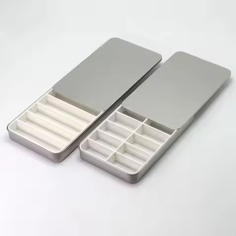 16cm Metal Slide Top Tin Containers With Tray Insert Organizer Art Storage Bugout 1 / 2 Week Pill Bo