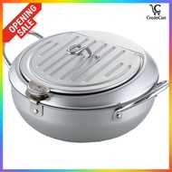 Yoshikawa Tempura Pot 9.4 inches (24cm), Compatible with Gas and Induction Heating, Made in Japan, C