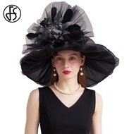 FS หมวก Kentucky DERBY สำหรับผู้หญิง2024ผ้าออร์แกนซ่ามบังแดดดอกไม้ตาข่ายงานแต่งงานเจ้าสาวงานเลี้ยงค็อกเทลปาร์ตี้ Fedora