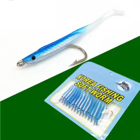 News 10pcs/lot 7cm/1g Fishing Lure Fish Eel Lure white Blue Soft Baits with hook Small Fish Eel Arti