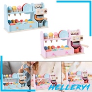 [Hellery1] Wooden Ice Cream Toy with Coffee Maker Montessori Shape Sorter Toy 3 in 1 Coffee